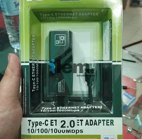 Carte Réseau USB-C 2.0 vers Ethernet RJ45 Gigabit (1000 Mbps) – Adaptateur type C vers Ethernet